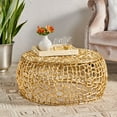 thumbnail image 3 of GDF Studio Brightwell Modern Handmade Aluminum Mesh Coffee Table, Gold, 3 of 10