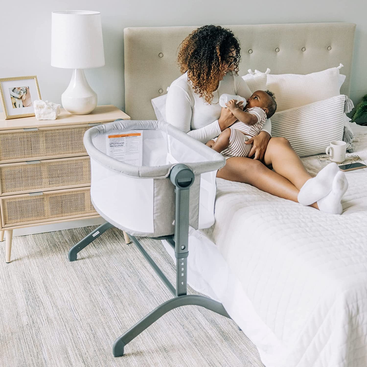 Baby Delight Beside Me Serenity Bassinet and Bedside Sleeper for Infants, Pebble Grey