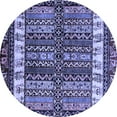 thumbnail image 1 of Ahgly Company Machine Washable Indoor Round Abstract Blue Modern Area Rugs, 5' Round, 1 of 4