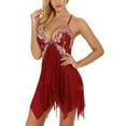 thumbnail image 2 of Women Lace Lingerie Front Closure Babydoll V Neck Nightwear Sexy Chemise Nightie, 2 of 6