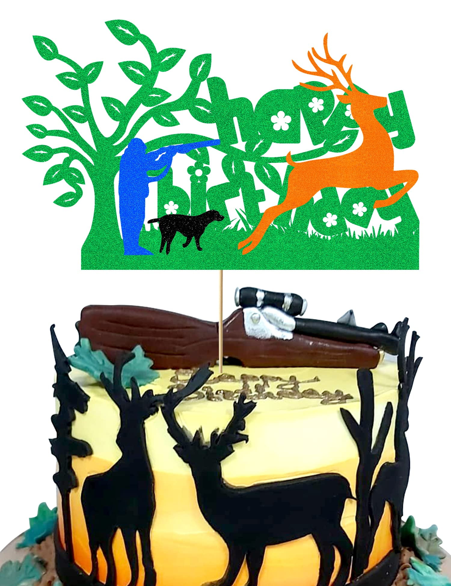 Deer Hunting Cake Topper Forest Gone Hunting Themed Cake Decorations