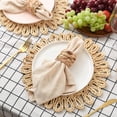 thumbnail image 2 of vfytbgnhj Round Woven Placemats for Dining Table Set of 10 Large Natural Braided Rattan Tablemat Hollow Wicker Charger Plates for Holiday Christmas Kitchen Table Mat  Beige  14 Inches, 2 of 9