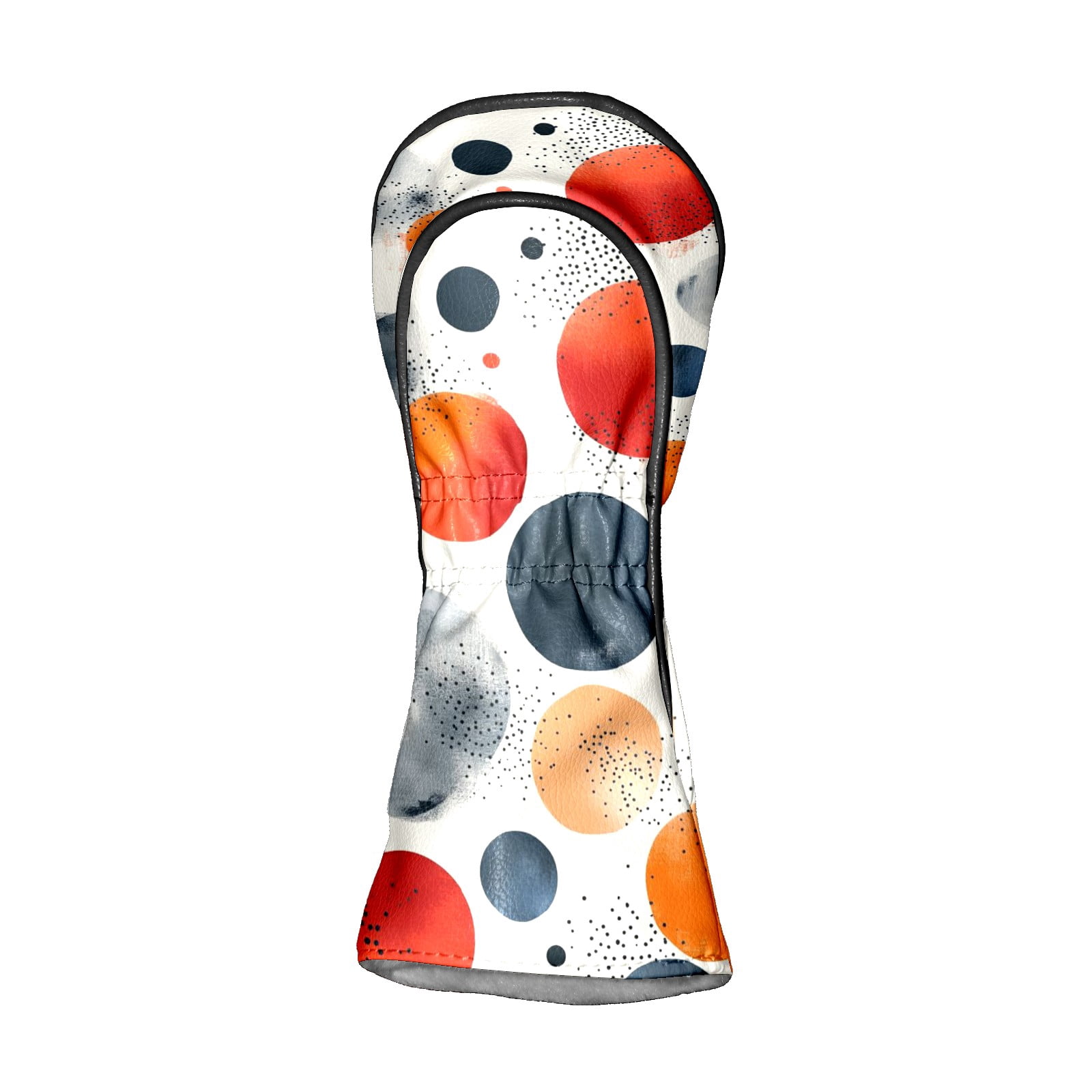 Golf Head Covers Circle Pattern Design for Driver, Wood & Hybrid, Premium Waterproof PU Leather with Plush Lining, Unique Abstract Golf Gifts