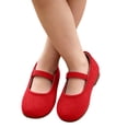 thumbnail image 2 of Gpaecead Girls Mary Jane Shoes Solid Color Faux Suede Soft Sole Non Slip Elastic Strap Casual Flats For Kids, Red, 2 of 8