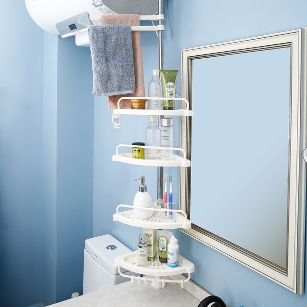 Uptyia 4 Layer Bathroom Corner Shower Shelf Caddy Towel Rack with Shelf