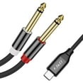 thumbnail image 1 of J&D Câble Séparateur Stéréo USB-C vers Double TS 1/4 Pouce, Cordon en Y pour Tablette Portable Amplificateur Mélangeur 3,3 Pi, 1 of 7