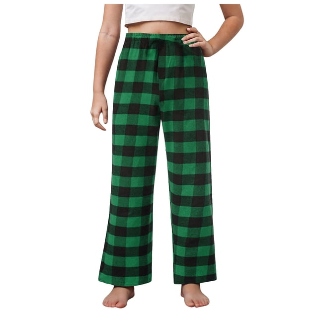 Zanarzt Pantalon Cargo pour Garçons Adolescents Garçons et Filles de Noël à Carreaux Rouges Pantalon Long Pyjamas pour Tenues d'Intérieur Assorties en Famille Vert, 18 Ans