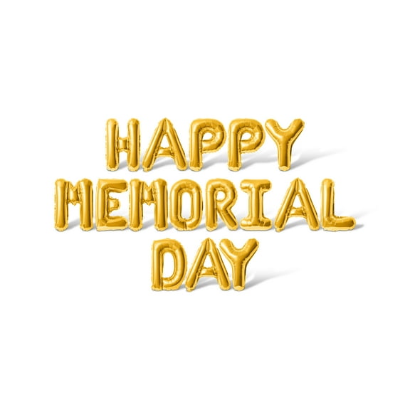 Letter Balloons - HAPPY MEMORIAL DAY 16" Inch Alphabet Letters Foil Mylar Balloon Memorial Day Party Banner (Gold)