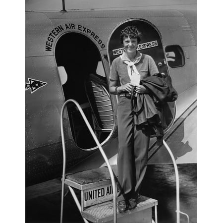 Western Airlines (Amelia Earhart 1897-1937 Standing In The Door Of A Western Airlines Planes In California As She Embarks To New York To Make Her First New York First Public Appearance At)