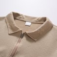 thumbnail image 4 of Dweltoz Mens Quarter Zip Pullover Sweater Knit Polo Long Sleeve Cable Ribbed Collar Cuffs Slim Fit Fall Winter Top,Khaki M, 4 of 8