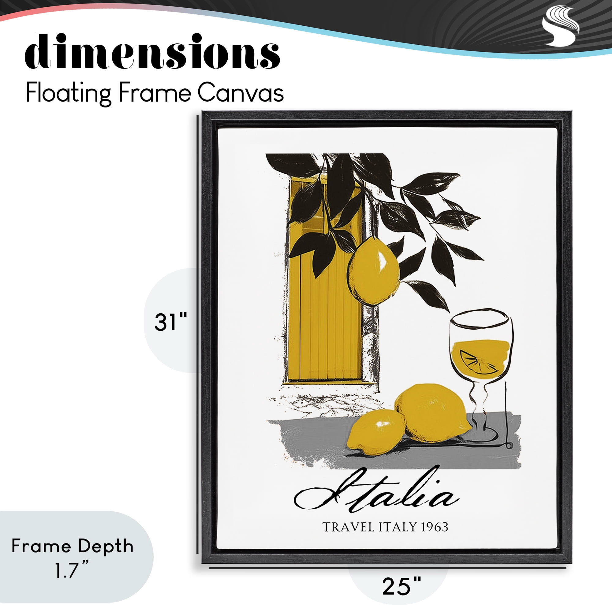 Stupell Industries Travel Italia Lemons Black Framed Floater Canvas Wall Art, design by Annabelle Hall