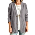 thumbnail image 6 of Dwellite Cotton Linen Cardigan for Women Lightweight V Neck Classic Button Front Breathable Stretch Relaxed Fit Casual Light Gray L, 6 of 6