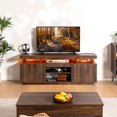 thumbnail image 2 of Hommpa LED Coffee Table and TV Stand Set, Modern Entertainment Center for up to 70" TVs, Lift Top Coffee Table with Hidden Compartment, Walnut Finish, 2 of 12