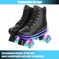 thumbnail image 3 of MEIMESH Classic Roller Skates High-Top Double-Row Shiny Wheels Roller Skates Soft Leather Roller Skates for Women and Men,Black, Women's 8.5 & Men's 7, 3 of 9