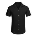 thumbnail image 3 of DDAPJ pyju Mens Casual Button Down Shirts Short Sleeve Regular Fit Untucked Dress Shirts Solid Spread Collar Summer Beach Shirts Lightweight Vacation Tops Black L, 3 of 5