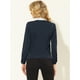 thumbnail image 4 of Blusa de Oficina Allegra K de Manga Larga con Cuello de Lazo En Contraste para Mujer Azul Marino XS, 4 of 5