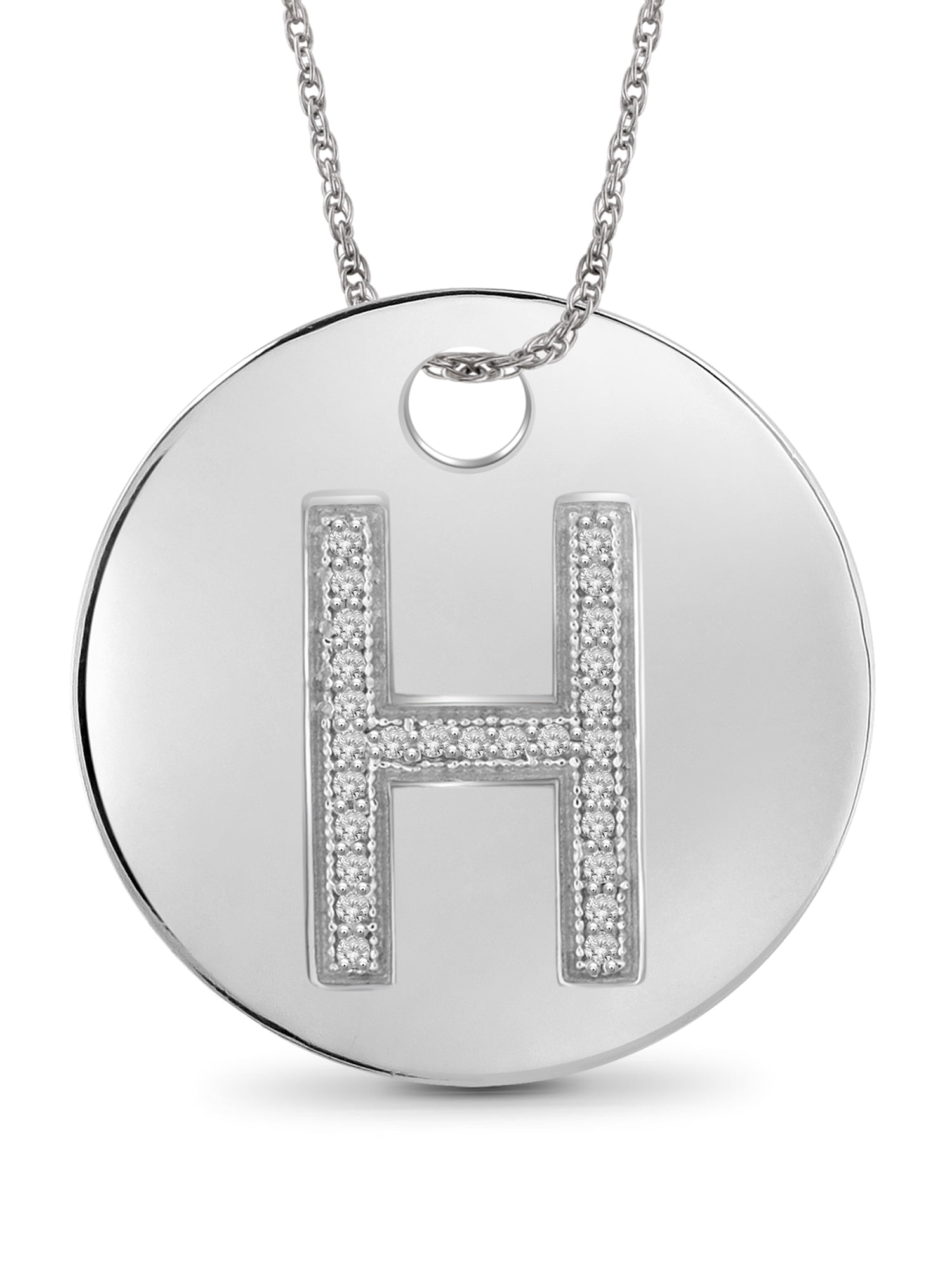 Accent White Diamond Initial Letter Pendant for Women