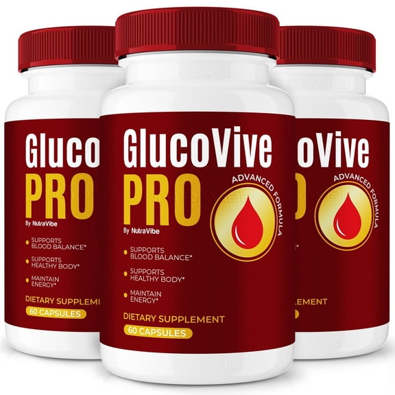 (3 Pack) Glucovive Pro – Original Formula with a Clean Blend to Support Healthy Circulation, Natural Energy & Balanced Levels | Just 2 Easy-to-Swallow Pills Daily (180 Capsules)