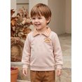 thumbnail image 5 of RUINIXCW Toddler Boy Thanksgiving Pullover Sweatshirt Quarter Zipper Lapel Neck Long Sleeve Croissant/Turkey Embroidery Tops, 5 of 9