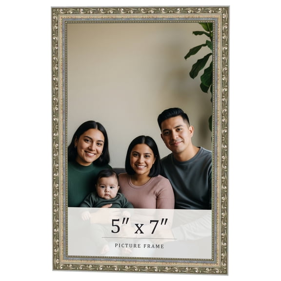 5x7 In Frame Silver Solid Wood Picture Frame Width 1.125 Inches | Interior Frame Depth 0.375 Inches
