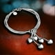 thumbnail image 2 of Pulsera de plata de ley 925 con cadena de cinco líneas y cinco corazones, 2 of 4