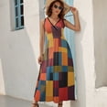 thumbnail image 5 of Modern Art Colorful Squares Dress Summer Street Style Bohemia Long Dresses Female Sleeveless Printed Maxi Dress, 5 of 9