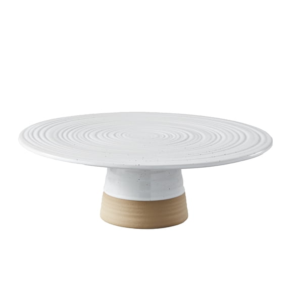 Better Homes & Gardens Abbott Exposed Clay Stoneware Pedestal Cake Stand, White Speckled, 3.52lbs, 12.24 in width