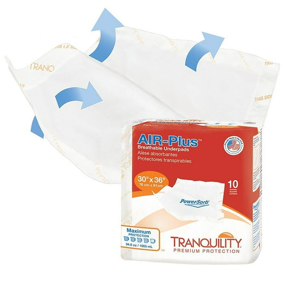 Tranquility AIR-Plus Disposable Underpad Heavy Absorbency Powersorb® Material 30 X 36" 2710 40 pads