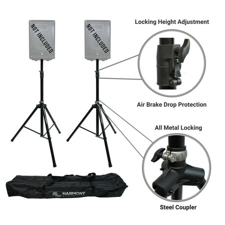 - Harmony Audio A-DSBA Pro DJ Tripod Speaker Stand Pair Button Air Brake Lowering