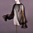 thumbnail image 3 of Vjnyvs Removable Ruffled Puffy Tulle Long Sleeve Bridal Wrap Cape Detachable Peplum Shrug for Wedding Evening Embellished Soft Mesh Bolero, 3 of 7