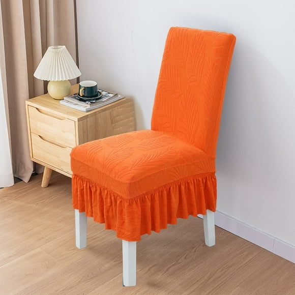 Housse de Chaise Élastique Moderne avec Broderie de Feuilles pour Protection Domestique Jupe Antidérapante Confortable
