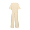 thumbnail image 5 of CILENON Womens Jogger Set Women's Solid Color Suit Loose Shirt And Trousers Two Piece Set Plus Size Two Piece Outfits for Women Matching Set Lounge Sets for Women(Beige,XXL), 5 of 5