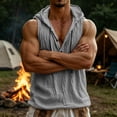 thumbnail image 5 of Guluxicc Cotton Tank Tops for Men Drawstring Hooded Solid Color Shirts Regular Fit Summer Outdoor Casual Sleeveless Tops, 5 of 9
