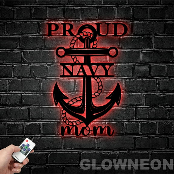 Glowneon Proud Navy Mom Metal Sign, Happy Navy Day Metal Wall Decor