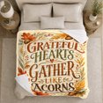 thumbnail image 4 of Autumn Quote Acorn Leaves, Cozy Typography Art Scene, Warm Flannel Blanket for Living Room and Reading Nook with Detailed Artwork, Art Lovers Thanksgiving Gift, Artistic Home Decor, 4 of 7