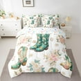 thumbnail image 2 of Manfei Bohemian Western Boot Twin Bedding Sets 7-Piece, Rustic Cowgirl Cowboy Bedding Comforter Set, Vintage Flower Floral Reversible Sheet Sets, Breathable Home Decor, 2 of 7