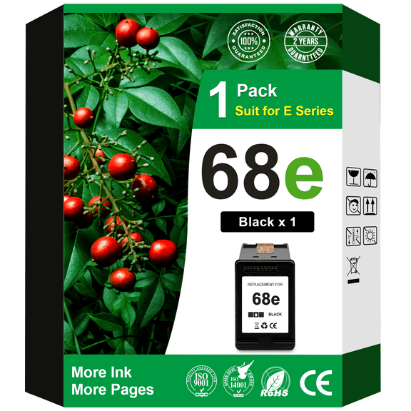 68e Ink Compatible for HP 68 Ink Cartridge for HP 68e Ink Work with Envy 6152e 6155e 6552e 6555e 6558e Printers