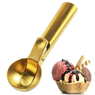 US$ 9.97 - Gold Ice Cream Scoop, Stainless Steel Cooke Scoop Melon Baller  Scooper Cones - m.