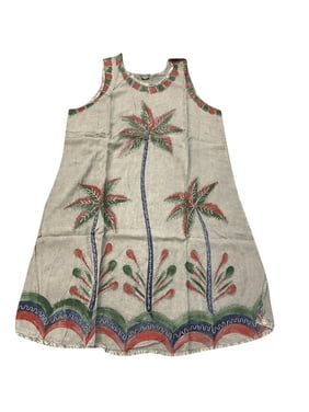 Mogul Boho Chic Tank Dress Rayon Printed Summer Style Cover Up Dresses M