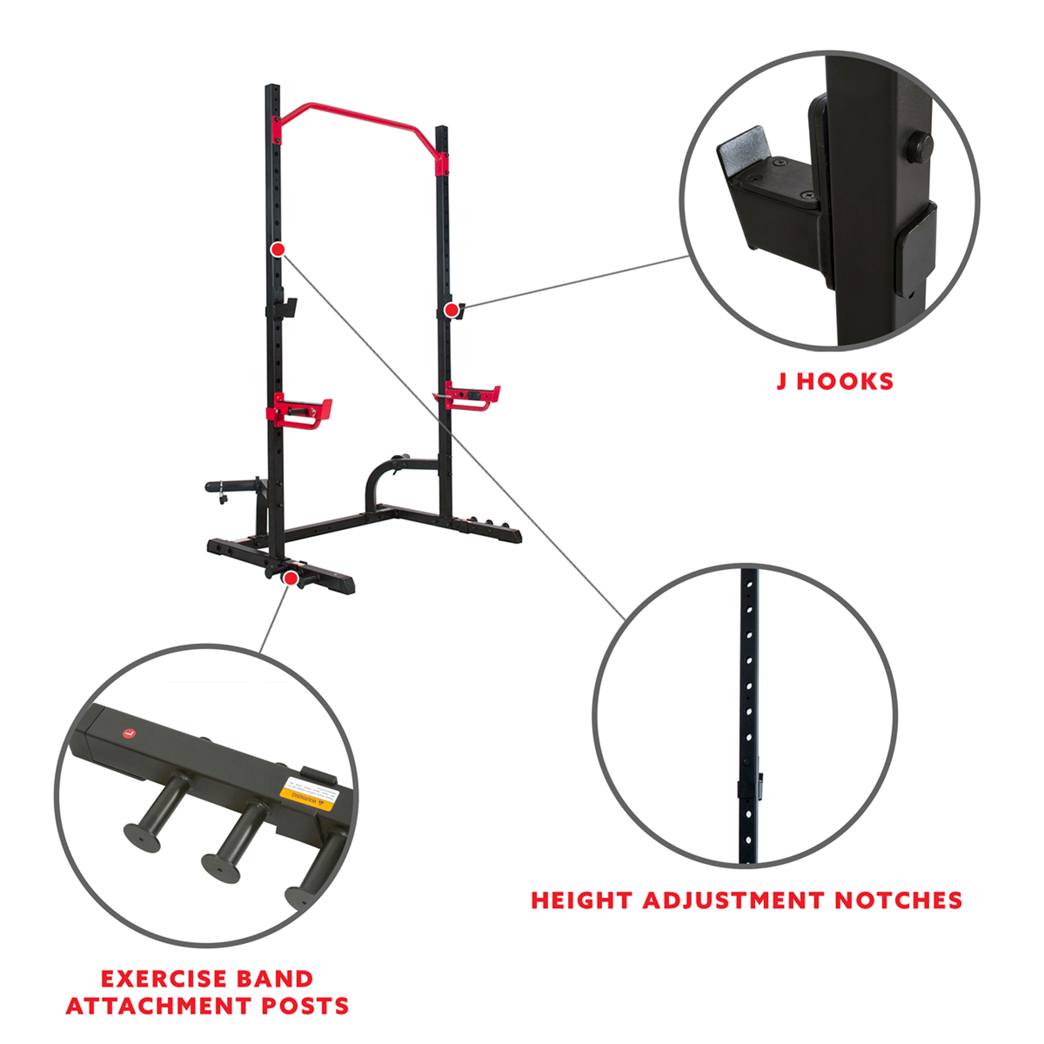 Sunny Health & Fitness Power Zone Squat Stand Power Cage for Strength Training Home Gym, Workout Squat Rack, SF-XF9931