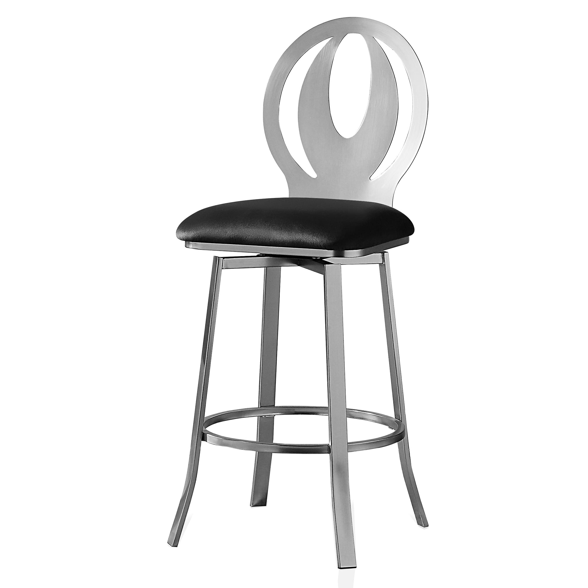 Furniture of America Harper Metal 29"H Round-Back Barstool in Silver (Set of 2)