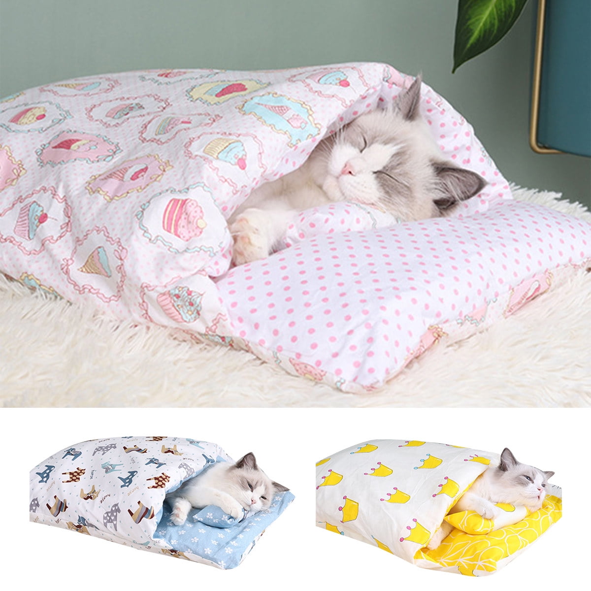 Pet Enjoy Cat Sleeping Bed,Warm Removable Cat Cave Bed for Indoor Cats