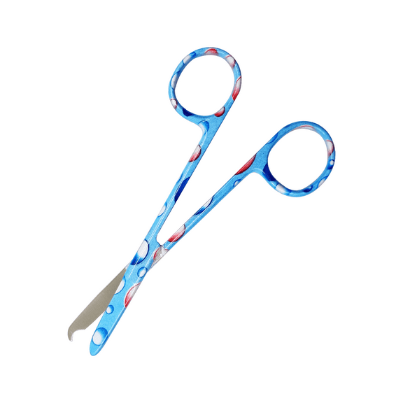 4.5 in. Cynamed Suture Stitch Scissors with Blue Bubbles