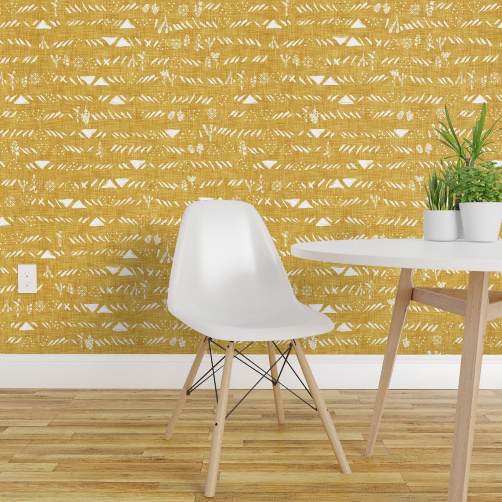 PeelandStick Removable Wallpaper Mustard Yellow White Sticks