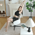thumbnail image 4 of Homy Casa Ergonomic Criss Cross Leg Fabric Office Chair, Height Adjustable Wide Seat, Beige, 4 of 14