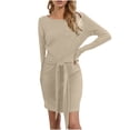thumbnail image 2 of Gspmoly Robes Décontractées pour Femmes, Mode Femmes Robe Aguichant Décontractée Unie Robe à Manches Longues Robe Bandage Robes de Soirée pour Femmes Articles en Liquidation, 2 of 5
