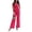 Red, variant on Women's Sleeveless V-Neck Wide Leg Jumpsuit with Belted Waist Elegant Dressy Casual Outfit