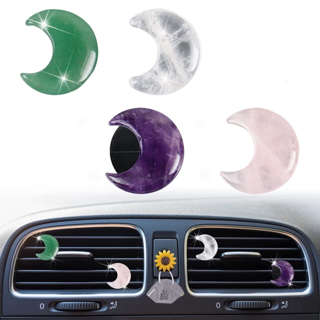 Set de 4 clips decorativos para rejilla de ventilación del auto Xinjincang, cuarzo y luna