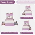 thumbnail image 3 of Bed Frame with 2 Storage Drawers, Upholstered Bed Frame Queen Size with LED Lights Headboard, No Box Spring Needed, Easy Assembly, 3 of 7