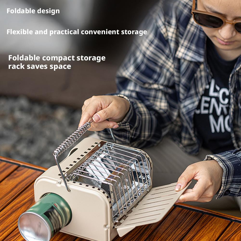 Portable Heater Camping Stove, Adjustable Temperature Outdoor Camping Heating Cooking Stove with Insulated Shelf & Handle, 3 in 1 Hands Warmer Equipment for Tent, Fishing, Hiking